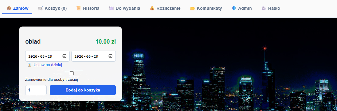 Ekran składania zamówienia na produkt